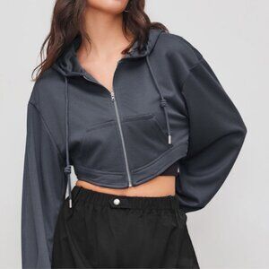 CROP HOODIE FOREVER21 GRAY